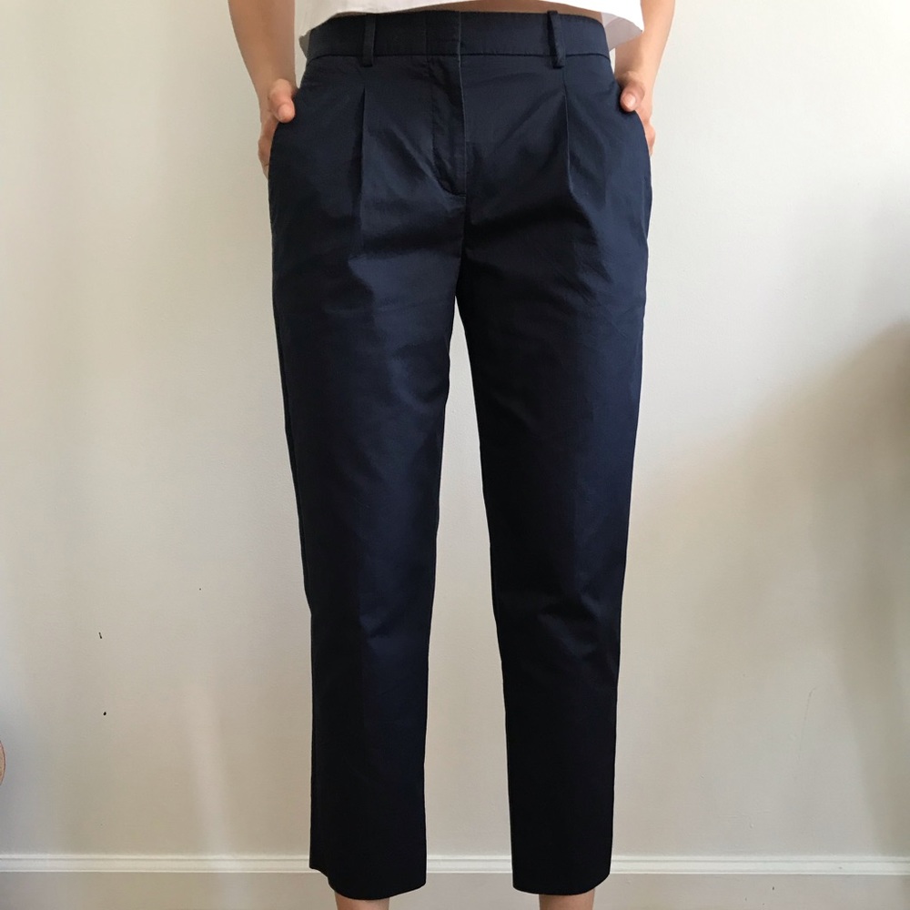 Theory Jorah pleated straight leg cropped pants